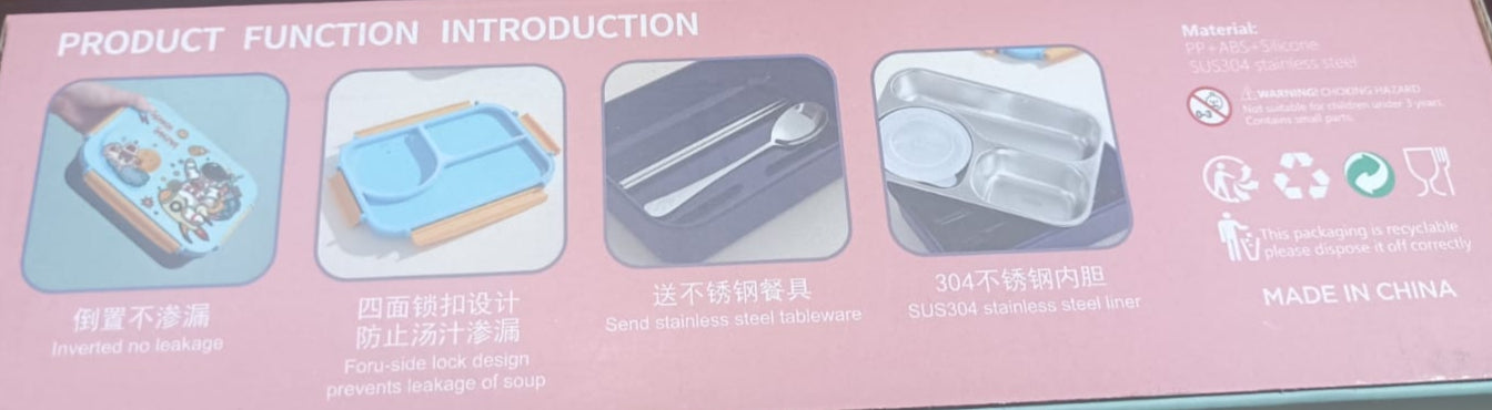 3 Compartment Stainless Steel Lunch Box (Plain)