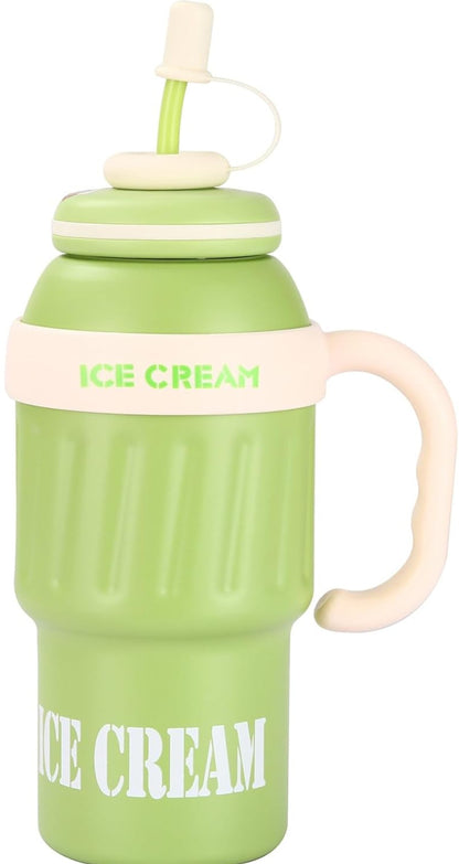 Stainless Steel Tumbler with Handle & Straw