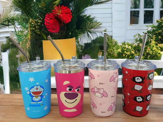 Steel Tumblers With Steel Straw
