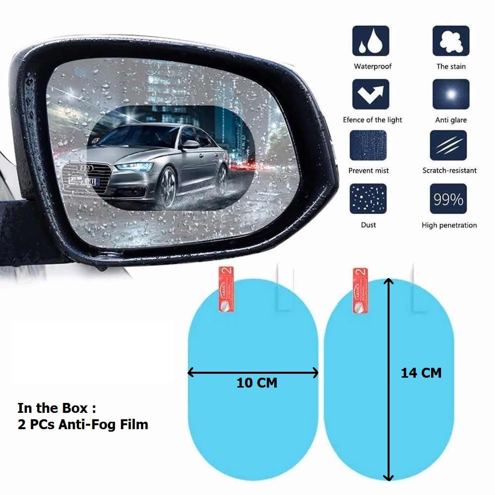 Car Mirror Anti fog /rain sticker (Pack of 2 stickers)