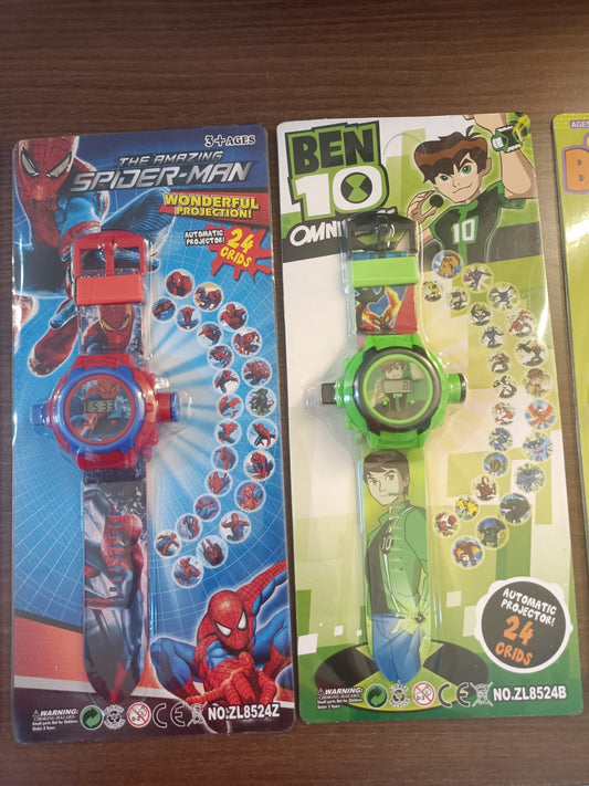Kids watch with projector