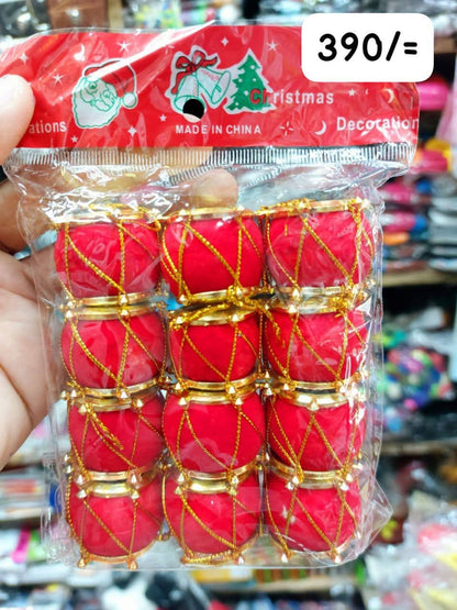 Christmas Drums Red Colour (12 pcs)