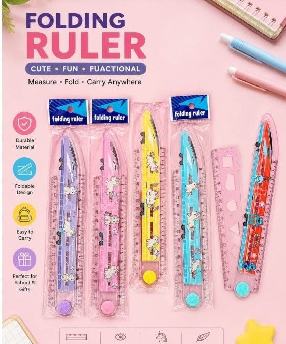 2-in-1 Folding Ruler with built in geometric shapes (30cm)