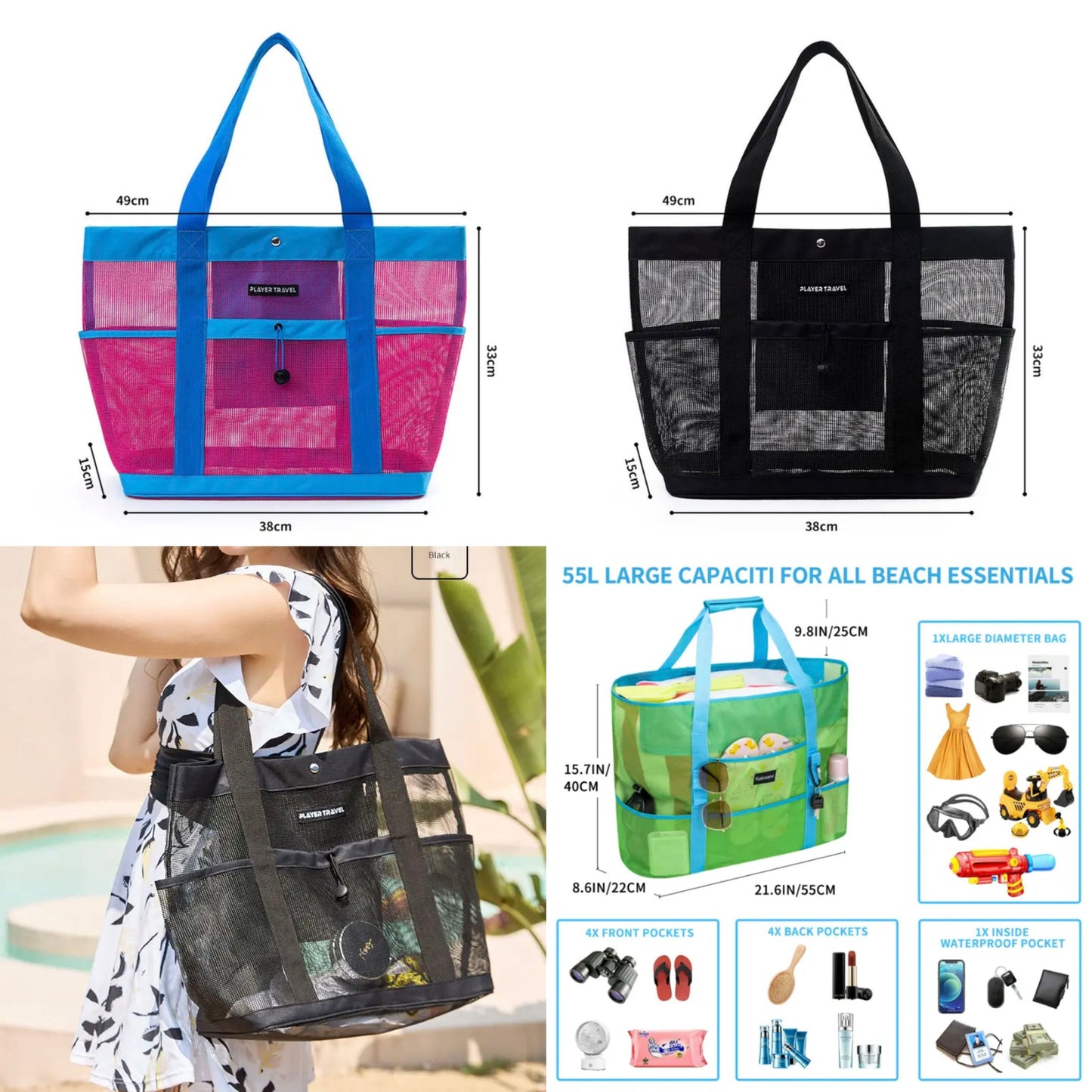 Mesh beach/ pool/ gym/ picnic bag