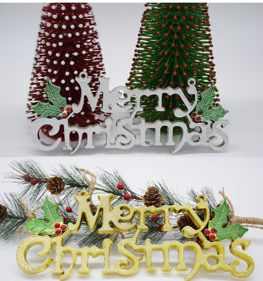 Merry Christmas Glittery Hanging Sign