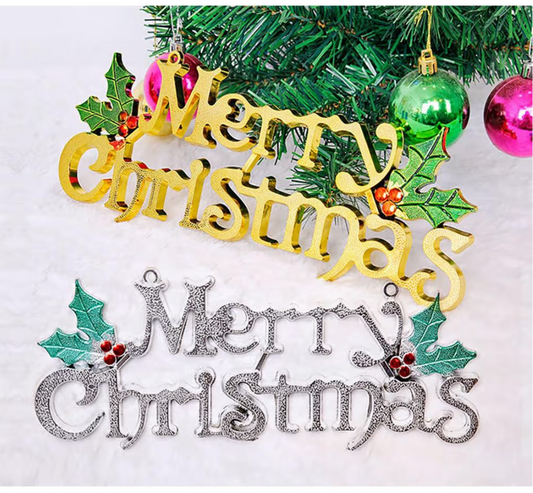 Merry Christmas Glittery Hanging Sign