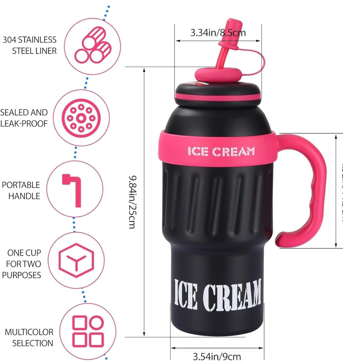 Stainless Steel Tumbler with Handle & Straw