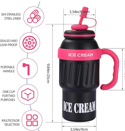 Stainless Steel Tumbler with Handle & Straw