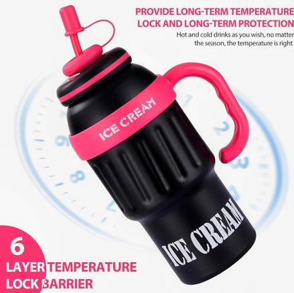 Stainless Steel Tumbler with Handle & Straw