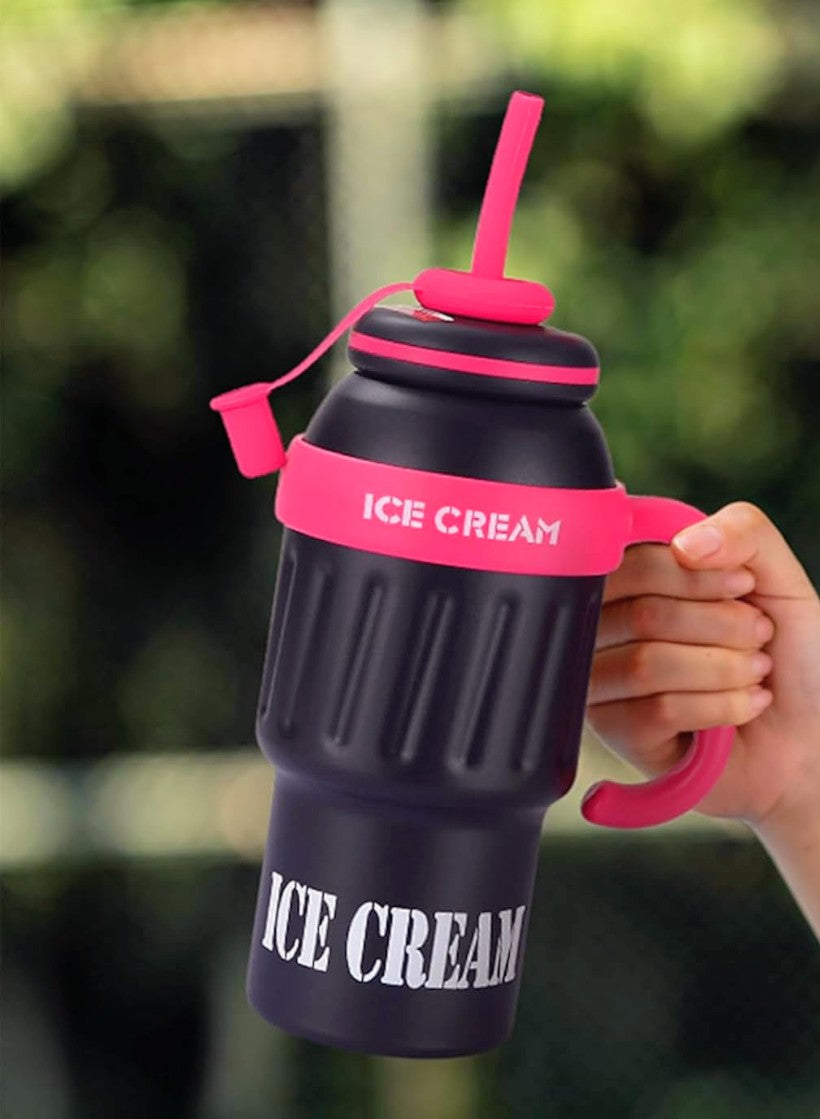 Stainless Steel Tumbler with Handle & Straw