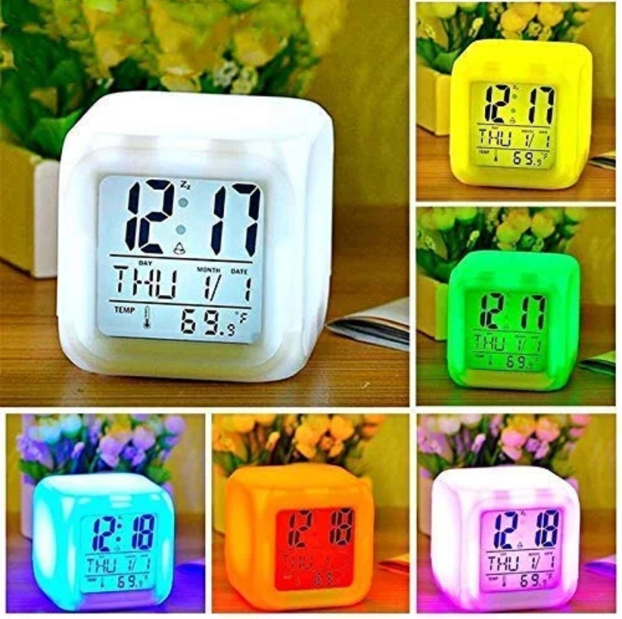 Colour changing digital LED alarm clock