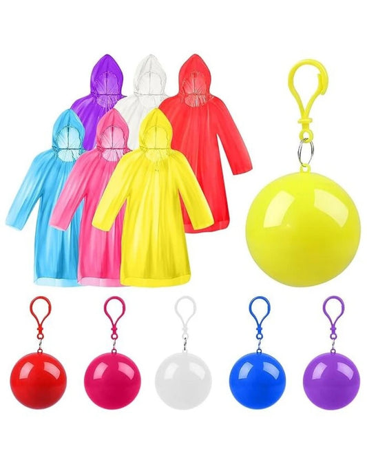 Mini ball shaped keychain styled disposable raincoat