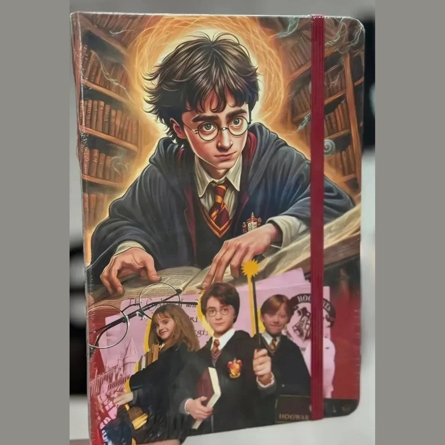 Harry Potter Hogwarts diary with elastic closure and character collage