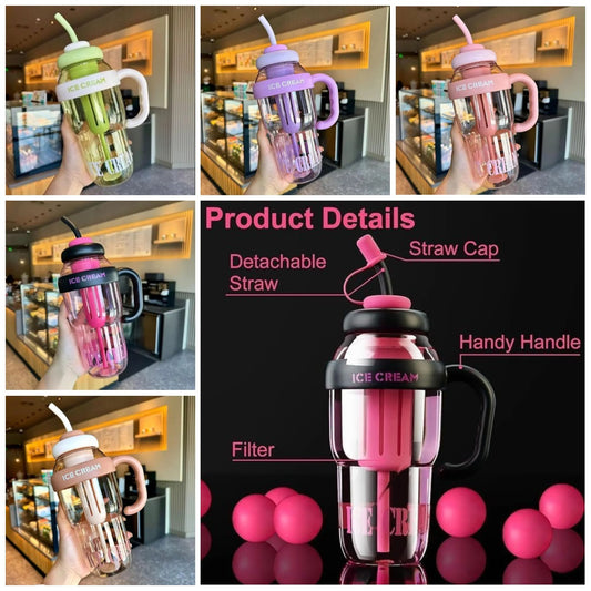 Ice Bottle with Straw (1300 ML)