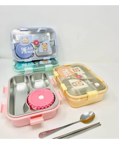 Bear Family Stainless Steel Lunch Box