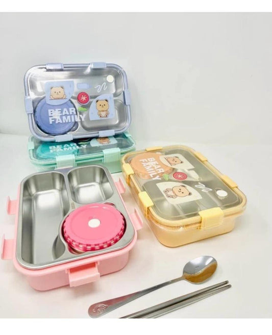 Bear Family Stainless Steel Lunch Box