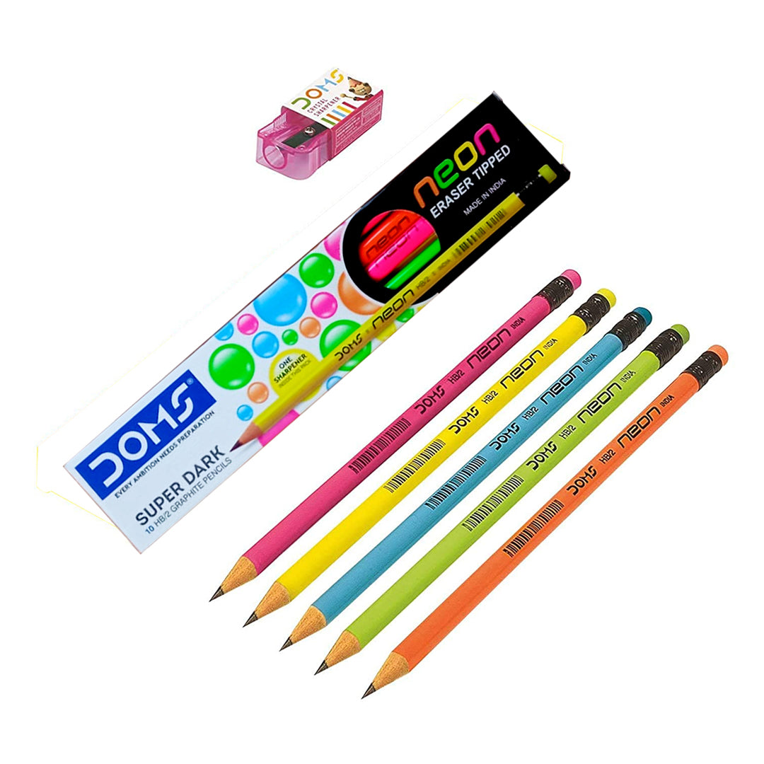 DOMS neon Eraser Tipped Pencil