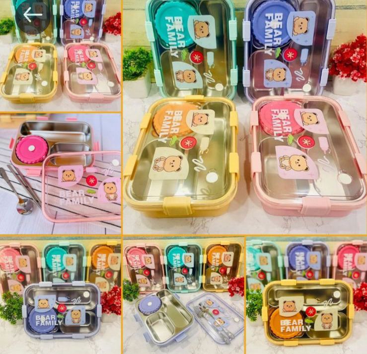 Bear Family Stainless Steel Lunch Box