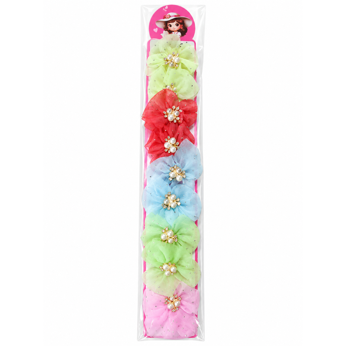 Pearl Embellished Organza Flower Hair Clip