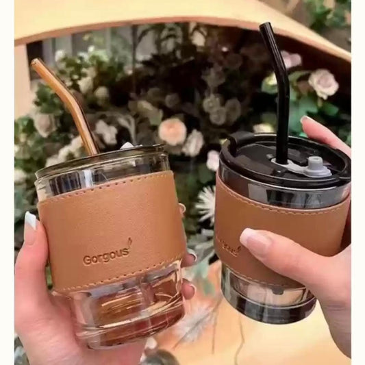 Glass Mug with straw